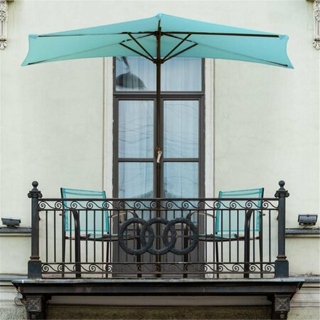 GRILLGEAR 9 ft. Half Round Patio Umbrella - Blue GR3854499